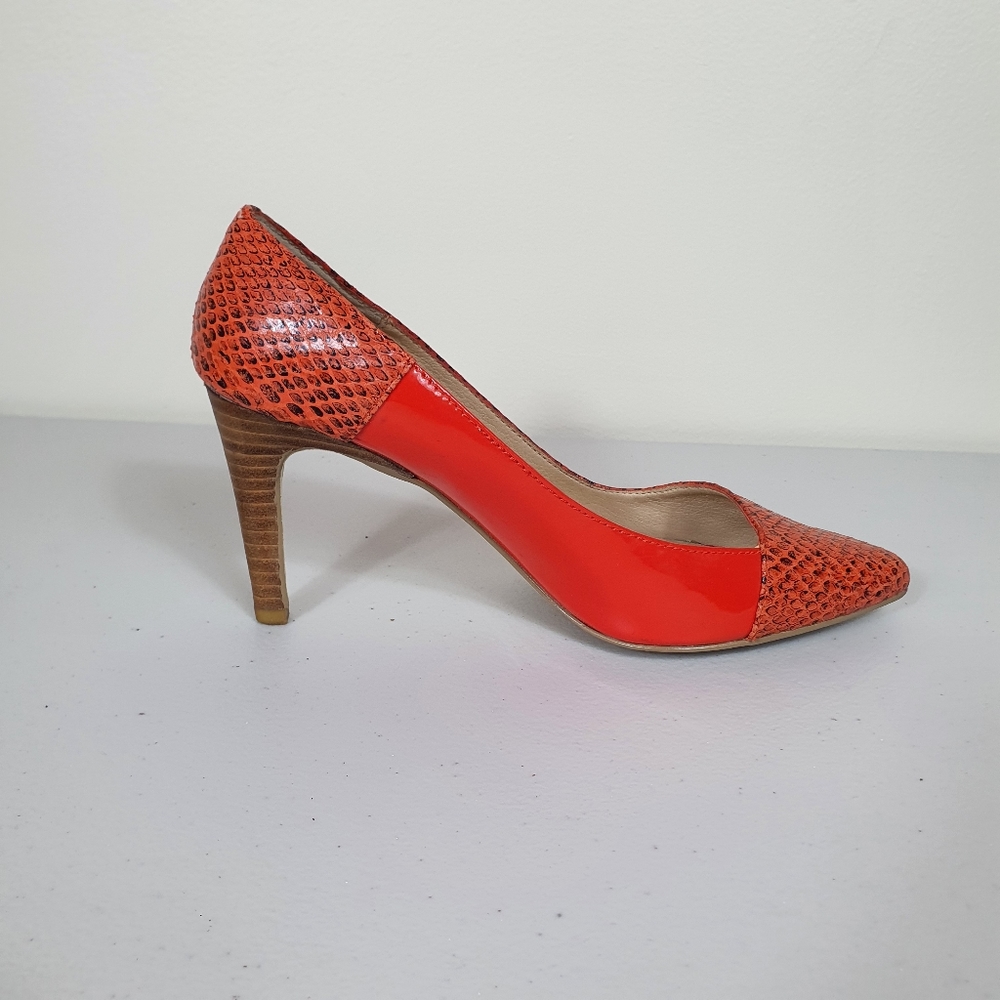 Diana Ferrari pumps heels Tiffanie orange Animal Print Patent Leather Size 6.5 - Picture 5 of 7